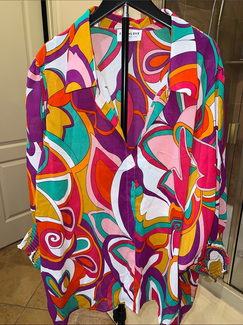 Fun Love Vibrant Abstract Print Button-Up